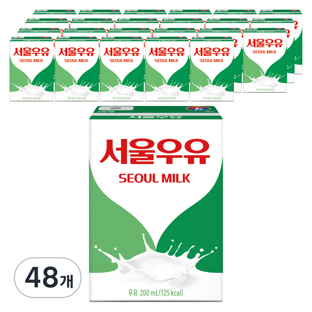 서울우유 멸균 흰우유, 200ml, 48개